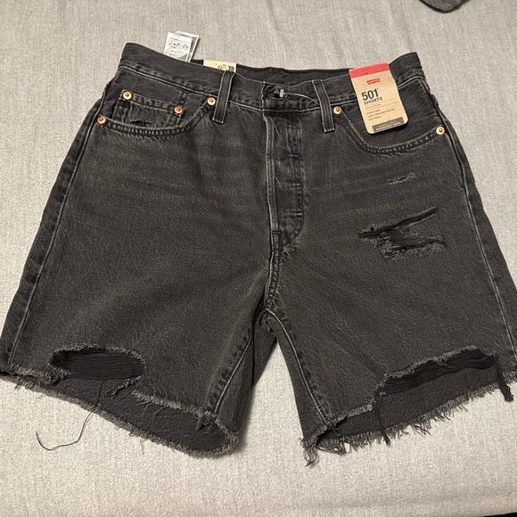 Levi's Pants - Levi's Charcoal Distressed High Waist Women's Shorts